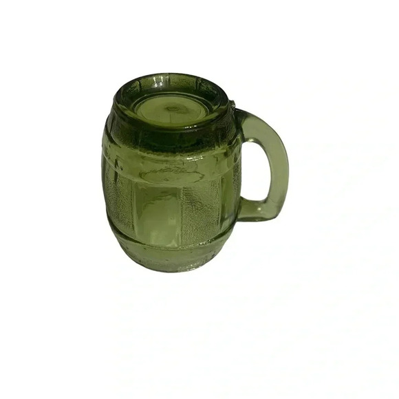 Vintage Mini Whisky Barrel Mug 2oz Shot Glass Toothpick Holder set of 4 in Green - Picture 7 of 15
